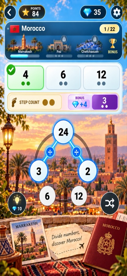 Marrakesh board — division at sunset